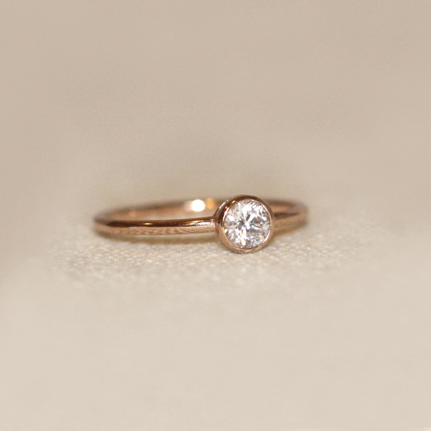 Solitaire Bezel Setting Natural Diamond Engagement Ring by VicStoneNYC Fine Jewelry