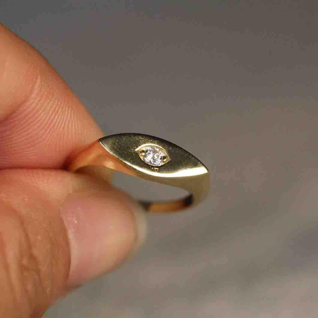 14k Diamond Signet Ring by VicStoneNYC Fine Jewelry