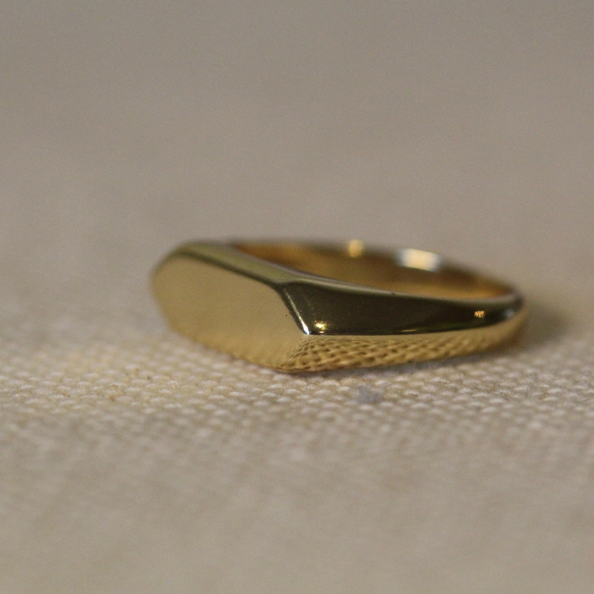 14k Unique Bold Bar Gold Signet Ring by VicStoneNYC Fine Jewelry