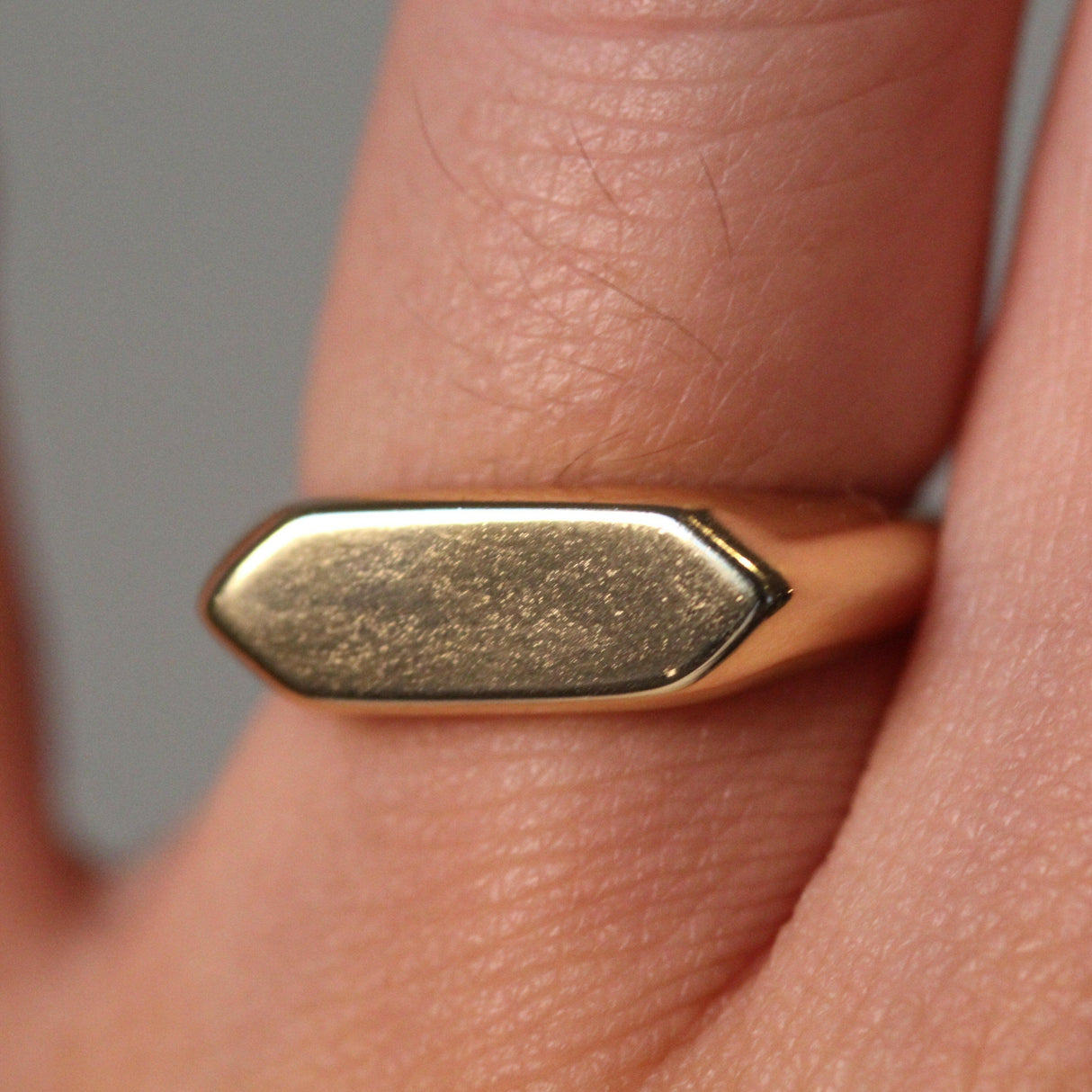 14k Unique Bold Bar Gold Signet Ring by VicStoneNYC Fine Jewelry