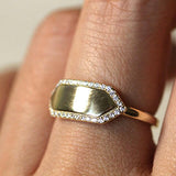 14k Gold Diamond Engraving Ring by VicStoneNYC Fine Jewelry