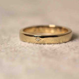 14k Northern Star Diamond & Moon Engraved Ring by VicStoneNYC Fine Jewelry