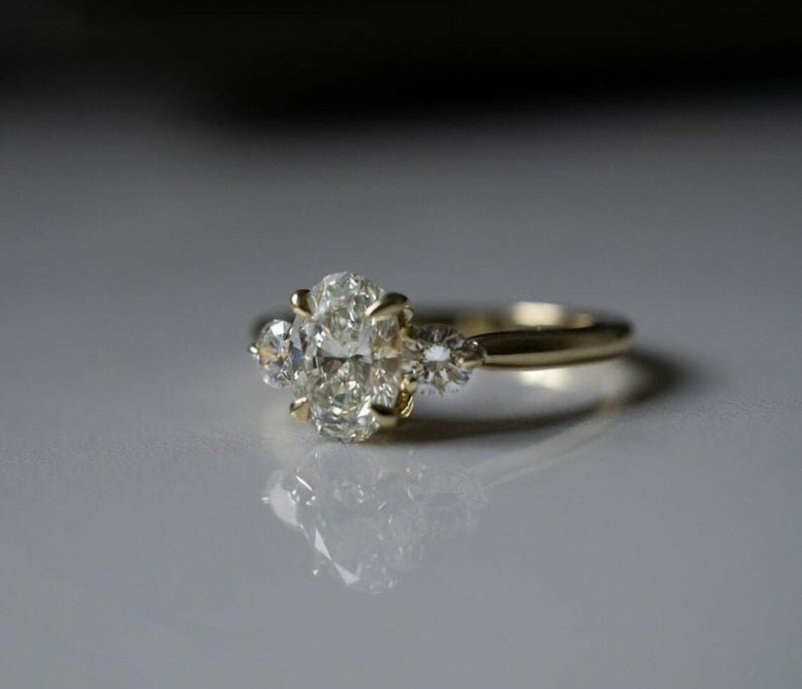 Three Diamond Engagement Ring by VicStoneNYC Fine Jewelry