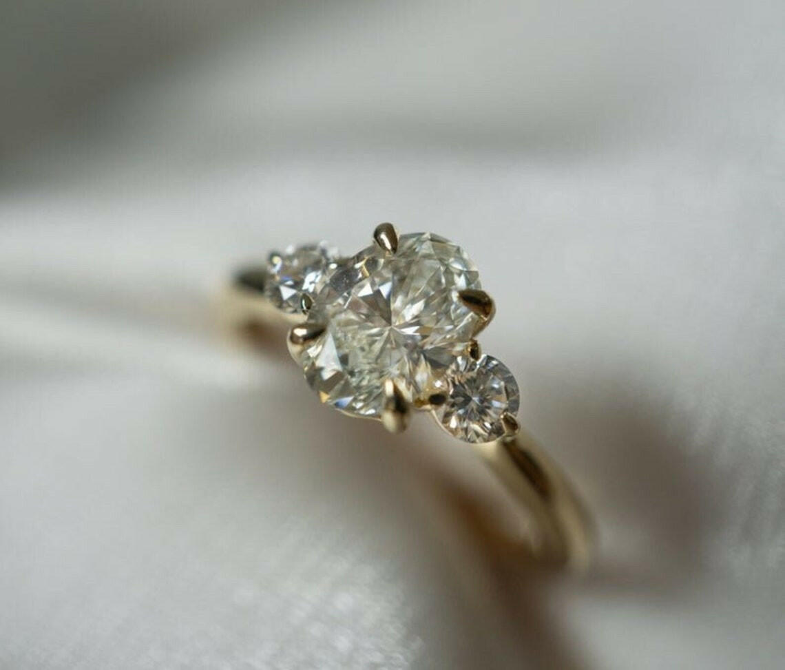 Three Diamond Engagement Ring by VicStoneNYC Fine Jewelry