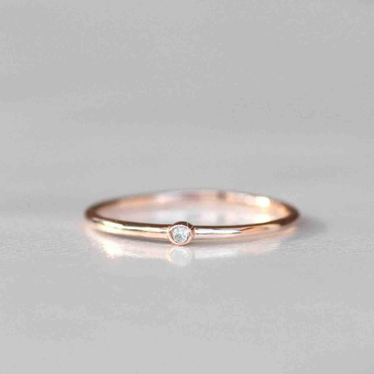 14k Tiny Diamond Simple Gold Ring by VicStoneNYC Fine Jewelry