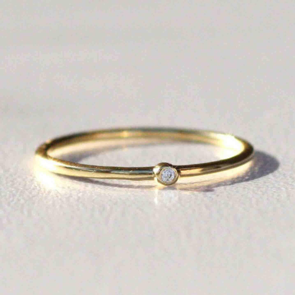 14k Tiny Diamond Simple Gold Ring by VicStoneNYC Fine Jewelry