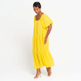 ROSEMARY Dotted Cotton Dress, in Sunflower Yellow by BrunnaCo