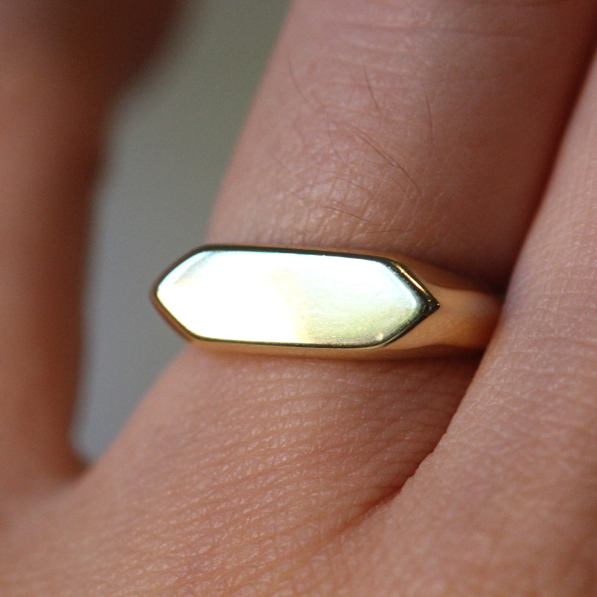 14k Unique Bold Bar Gold Signet Ring by VicStoneNYC Fine Jewelry