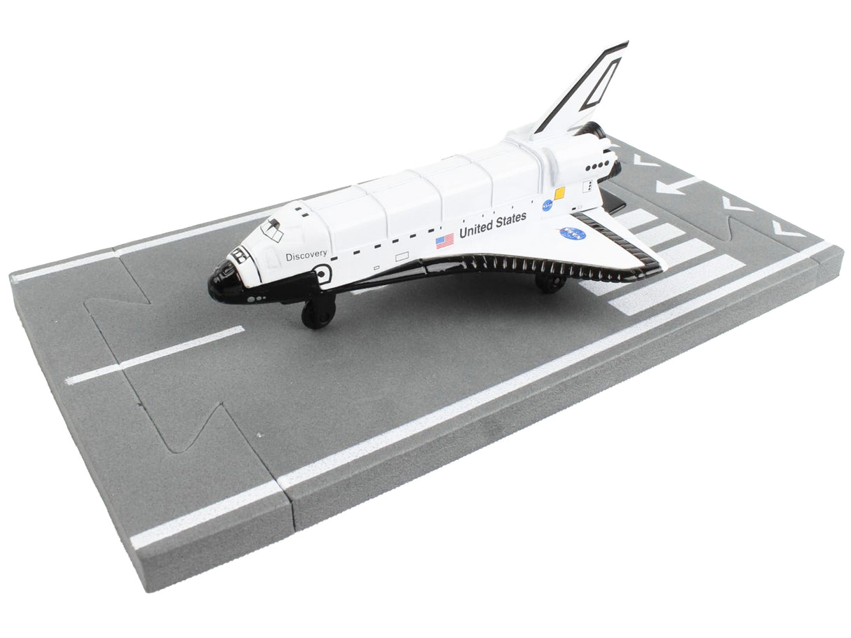 NASA "Discovery" Space Shuttle White "United States" with Runway Section Diecast Model Airplane by Runway24