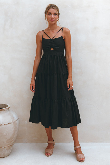 Rafaela Strappy Linen Midi Dress by ELF