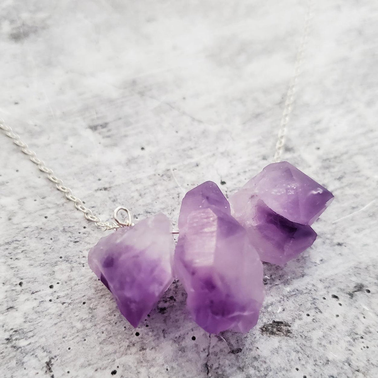 Raw Purple Amethyst Bar Necklace by Salt and Sparkle