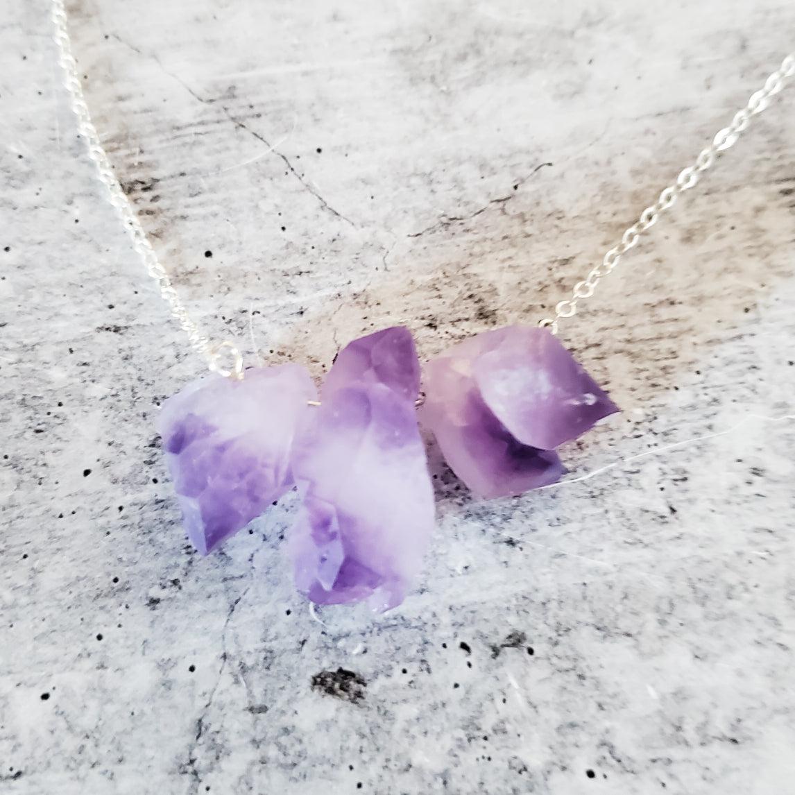 Raw Purple Amethyst Bar Necklace by Salt and Sparkle