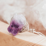 Raw Purple Amethyst Wire Wrapped Statement Ring by Salt and Sparkle