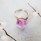 Raw Purple Amethyst Wire Wrapped Statement Ring by Salt and Sparkle