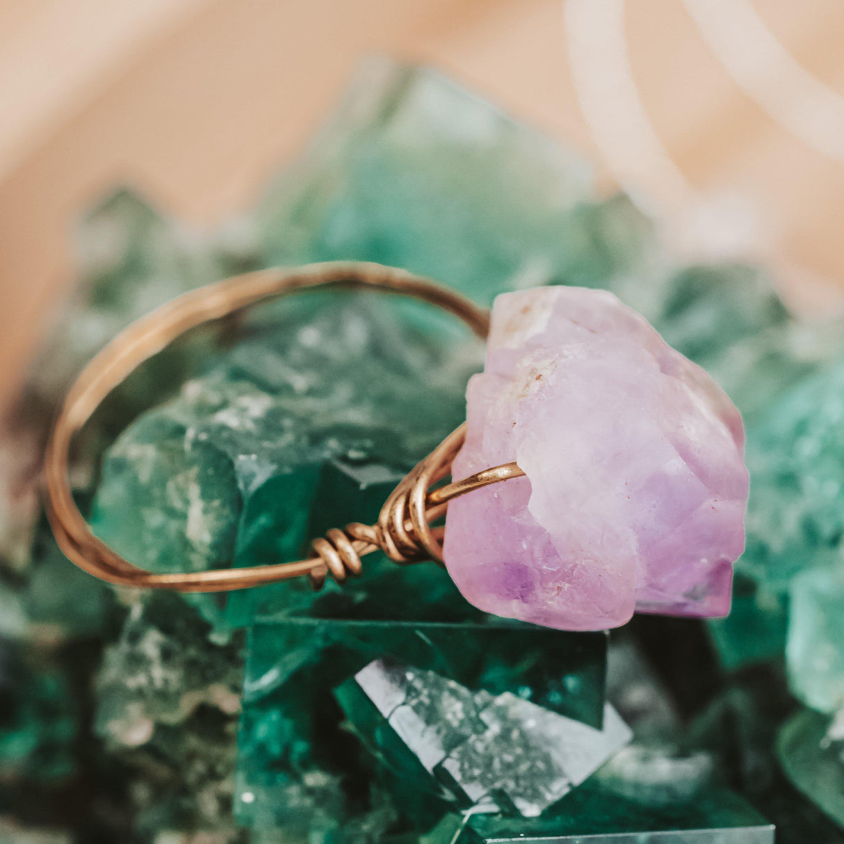 Raw Purple Amethyst Wire Wrapped Statement Ring by Salt and Sparkle