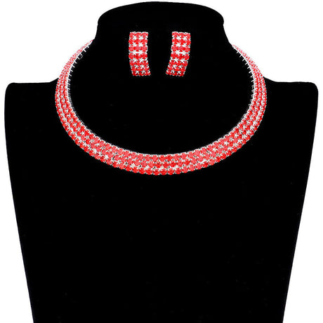 3 Rows Rhinestone Open Choker Necklace by Madeline Love