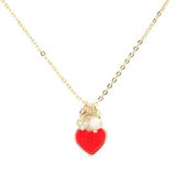 Enamel Heart Pearl Pendant Necklace by Madeline Love