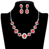 Oval Stone Accented Rhinestone Trimmed Necklace by Madeline Love