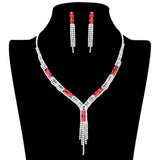 Rectangle Stone Accented Rhinestone Fringe Tip Jewelry Set by Madeline Love