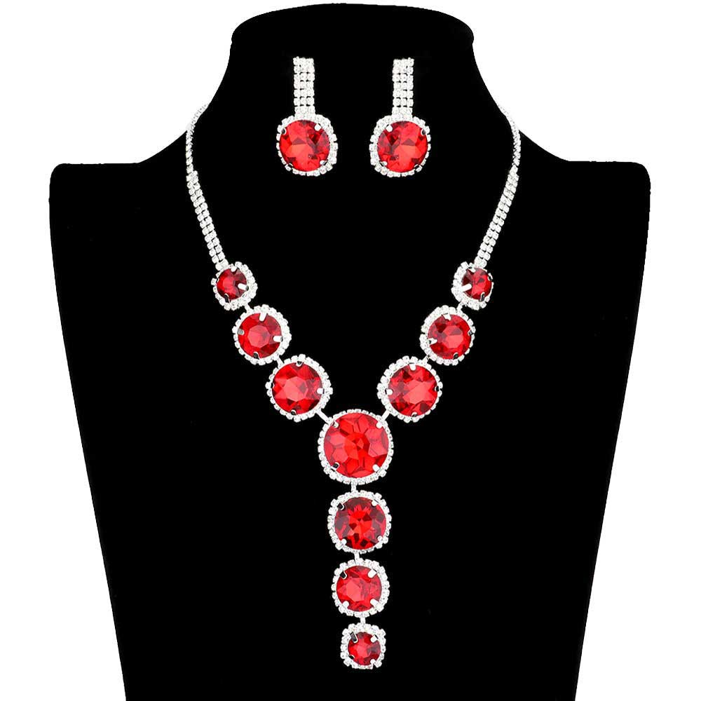 Round Stone Accented Evening Necklace Earring Set by Madeline Love