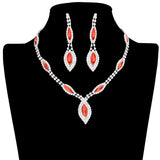 Marquise Stone Accented Rhinestone Necklace Earring Set by Madeline Love