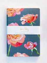 Notebook Set:  Red Carnations & Peach Roses by India & Purry