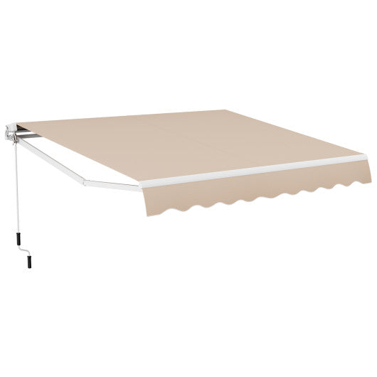 Outdoor Manual Retractable Awning Cover Shelter Patio Sun Shade-Beige