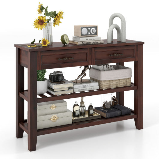 3-tier Console Table with 2 Drawers for Living Room Entryway