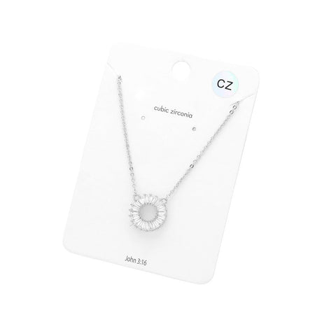 CZ Embellished Open Circle Pendant Necklace by Madeline Love