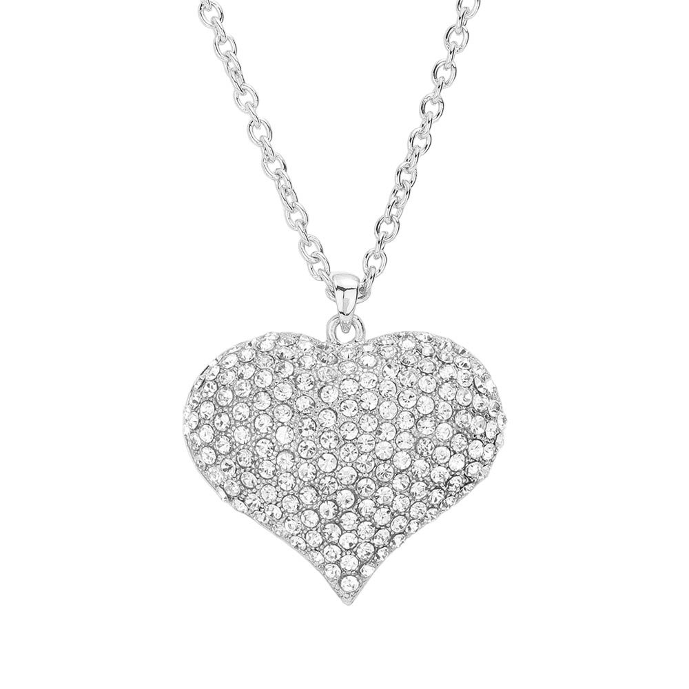 Crystal Pave Heart Pendant Long Necklace by Madeline Love