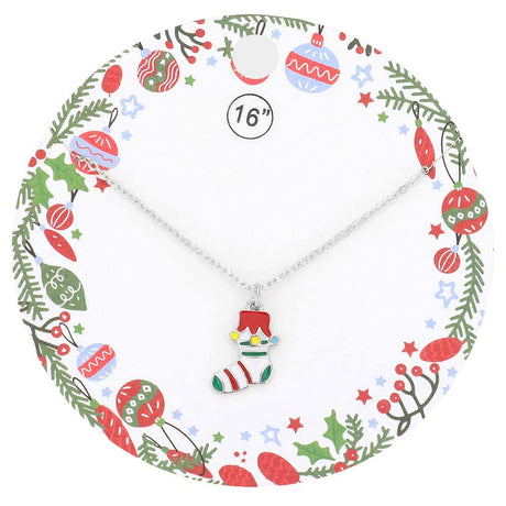 Enamel Christmas Sock Pendant Necklace by Madeline Love