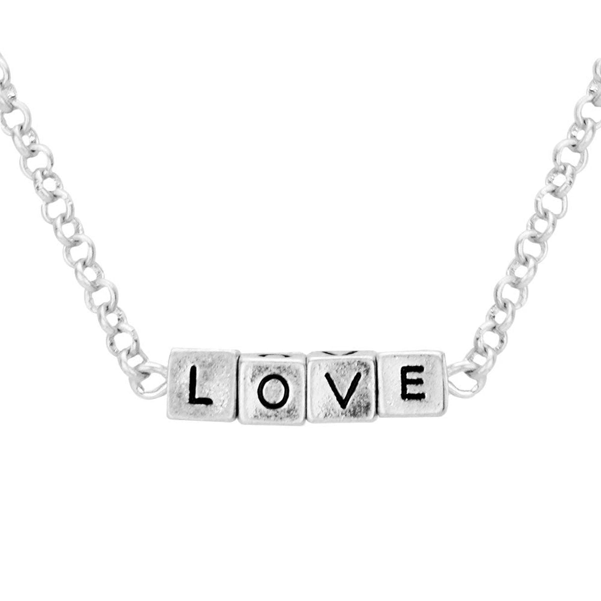 LOVE Metal Cube Pendant Necklace by Madeline Love