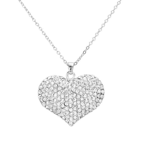 Pave Crystal Rhinestone Heart Pendant Necklace by Madeline Love