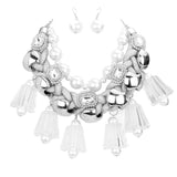 Pearl Chunky Lucite Cord Braided Statement Necklace by Madeline Love