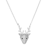 White Gold Dipped CZ Rudolph Pendant Necklace by Madeline Love