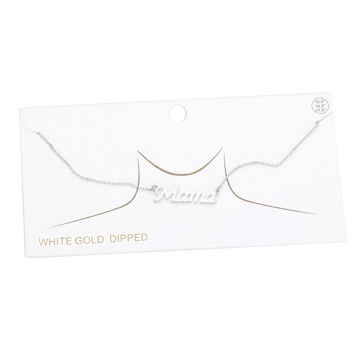 White Gold Dipped Mama Metal Message Pendant Necklace by Madeline Love