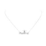 White Gold Dipped Metal Crown MAMA Message Pendant Necklace by Madeline Love