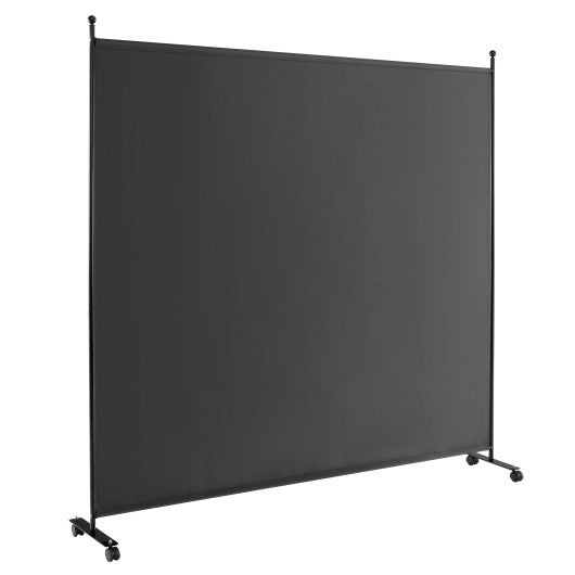 6 Feet Single Panel Rolling Room Divider with Smooth Wheels-Dark Gray