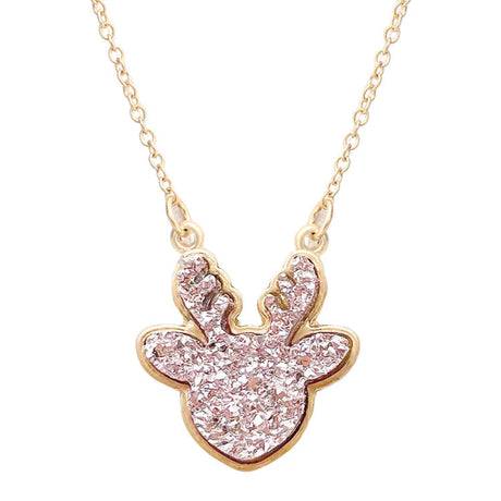 Druzy Reindeer Pendant Necklace by Madeline Love