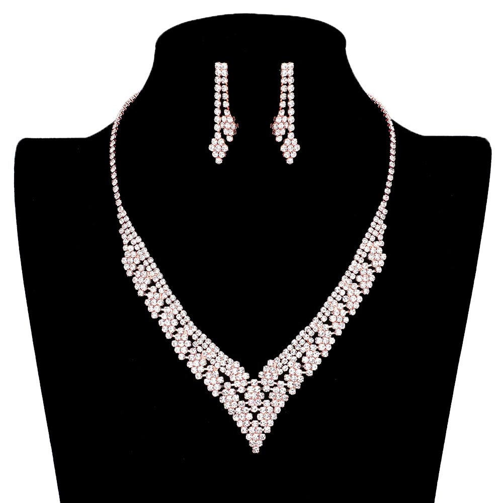 Rhinestone Pave V Shape Necklace by Madeline Love