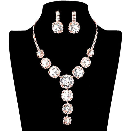 Round Stone Accented Evening Necklace Earring Set by Madeline Love