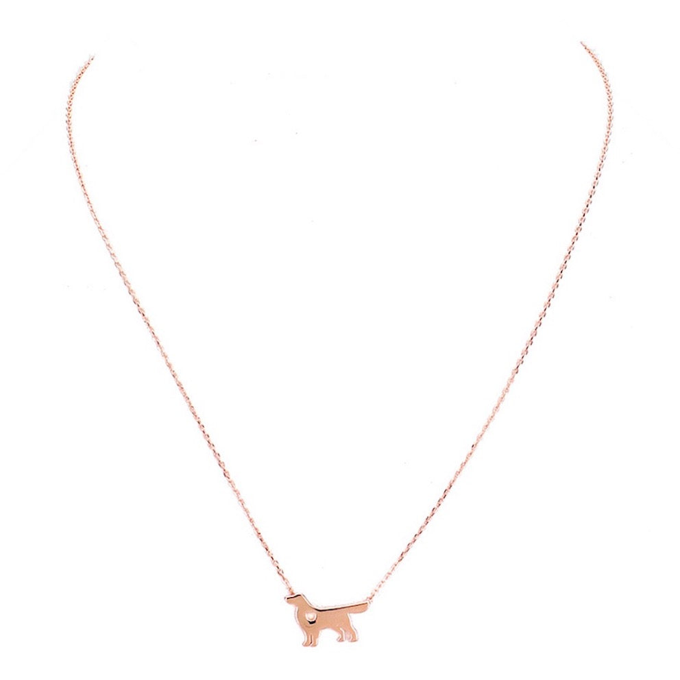 Gold Dipped Dachshund Heart Charm Dog Detailed Necklace by Madeline Love