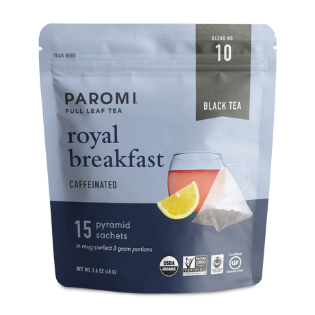 Organic Royal Breakfast Black Tea, Full Leaf, in Pyramid Tea Bags by Paromi Tea