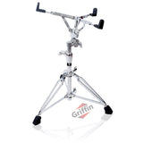 GRIFFIN Deluxe Snare Drum Stand | Percussion Hardware Kit with Key | Double Braced Medium Weight Mount for Snares, Tom Drums & Practice Pad | Adjustable Height & Tilting Gear Clamp Style Basket Holder by GeekStands.com