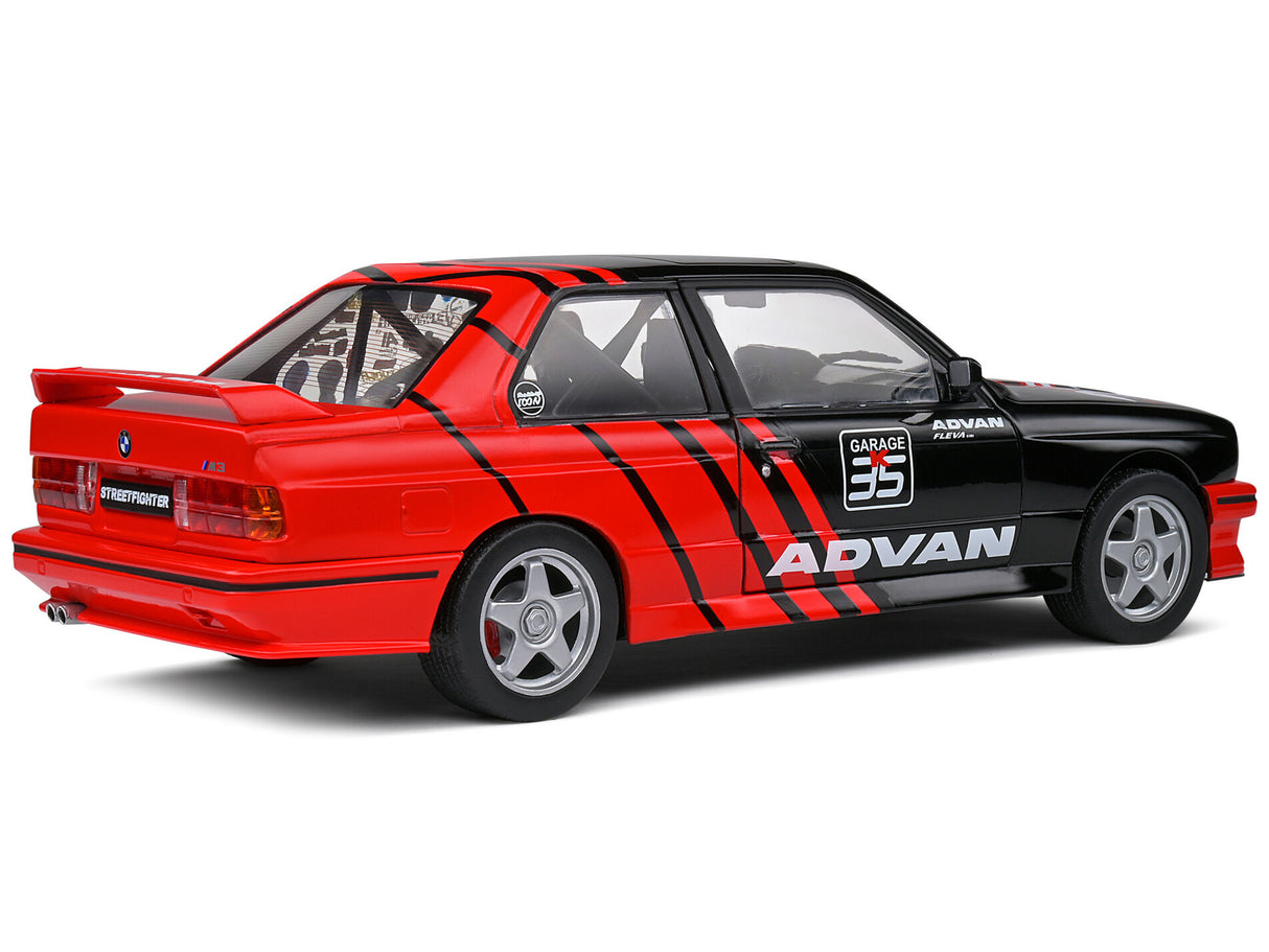 1990 BMW E30 M3 Black and Red with Graphics "ADVAN Drift Team" "Competition" Series 1/18 Diecast Model Car by Solido