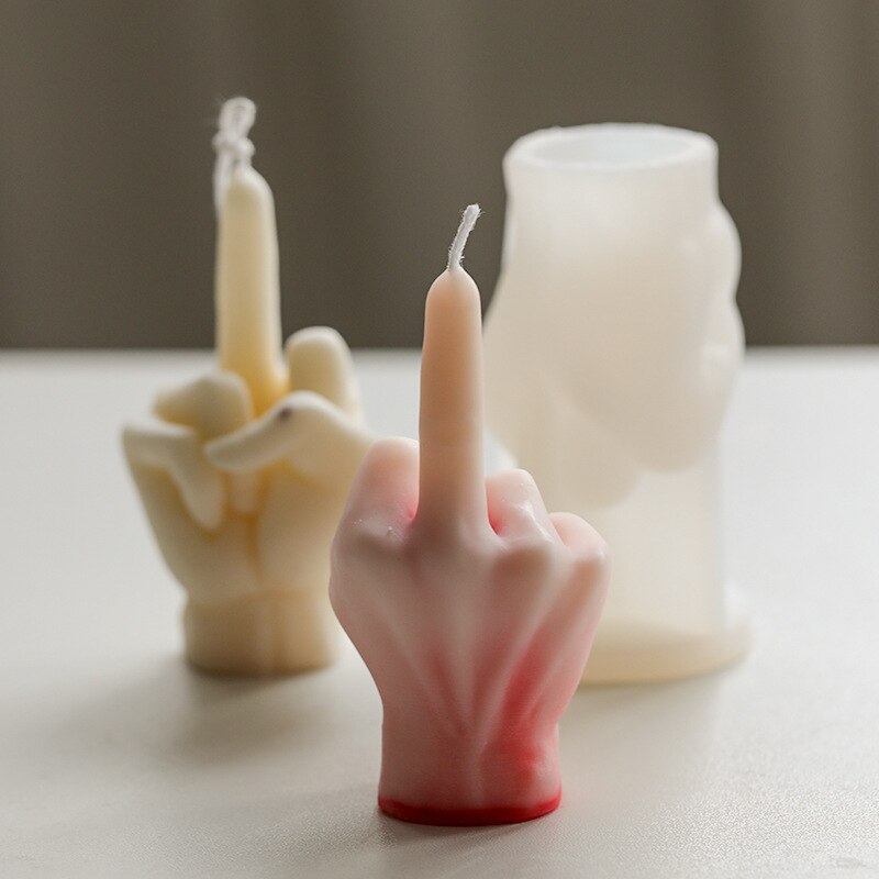 Erect Middle Finger Silicone Candle Mold for DIY Aromatherapy Candle Plaster Ornaments Soap Epoxy Resin Mould Handicrafts Making by Js House