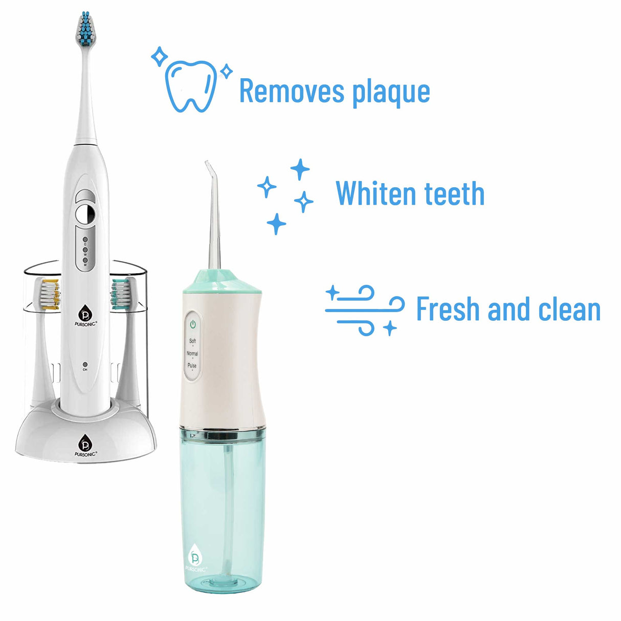 Pursonic Rechargeable Toothbrush & Water Flosser Duo with Multi-Year Supply by Pursonic