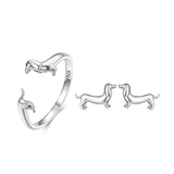 Elegant Dachshund Sterling Silver Ring & Earring by Dach Everywhere