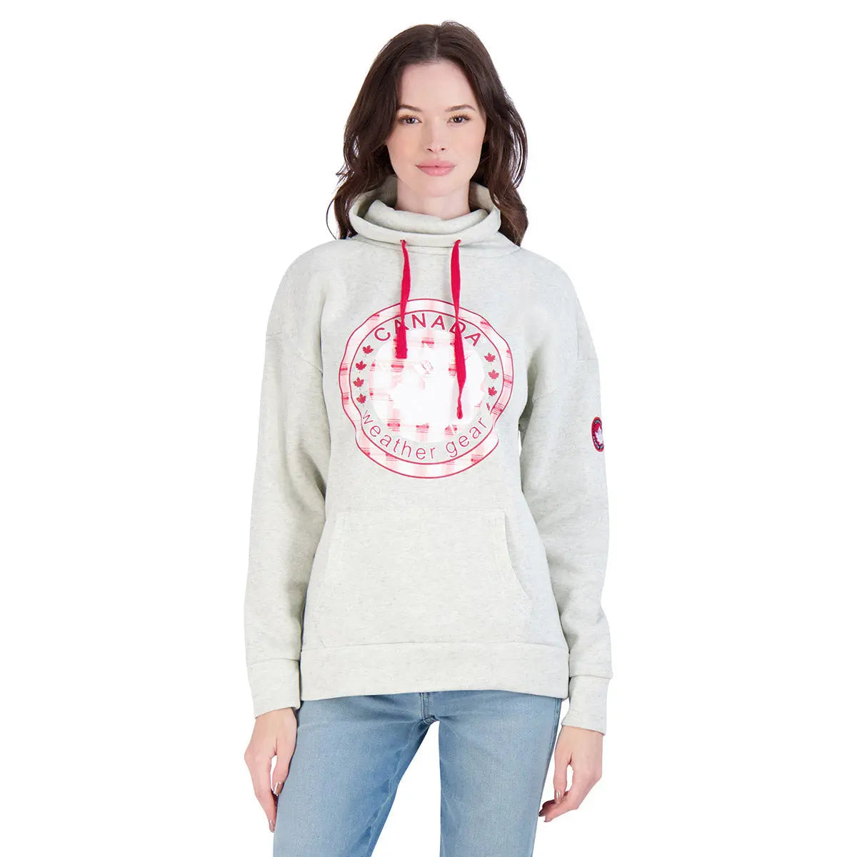 Canada Weather Gear Women's Logo Printed Cowl Neck Fleece Hoodie by PROOZY