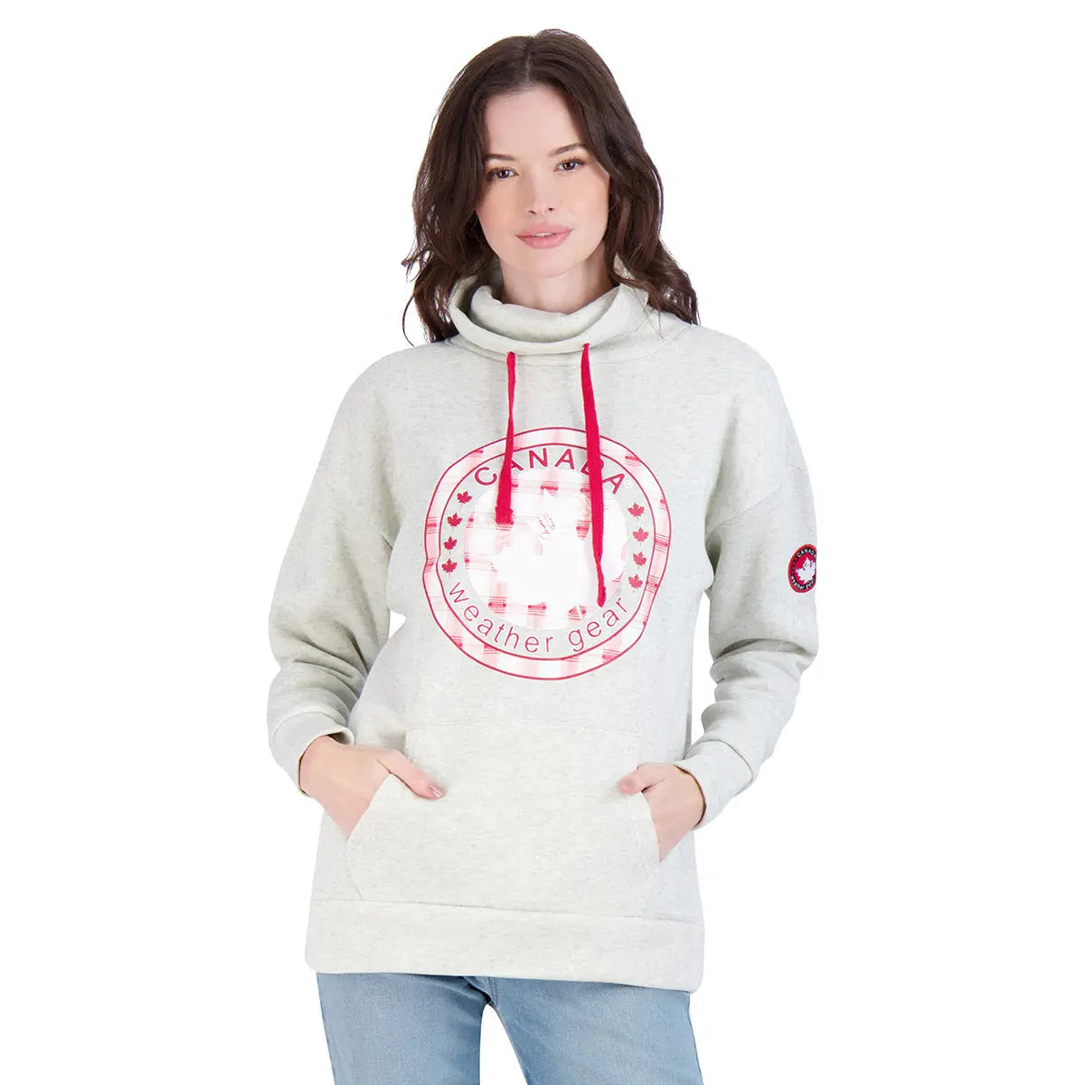 Canada Weather Gear Women's Logo Printed Cowl Neck Fleece Hoodie by PROOZY